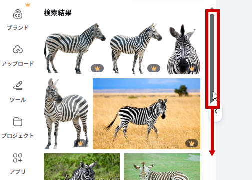 検索結果としてしまうまの写真素材が表示される