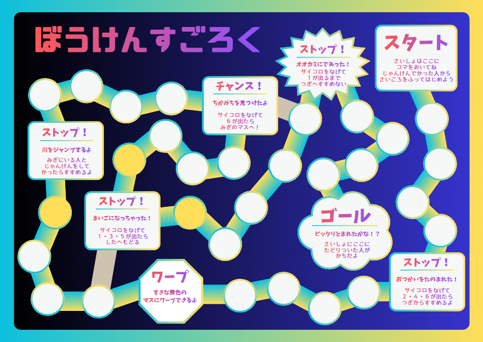 ワープできるマスを3つ作成した状態
