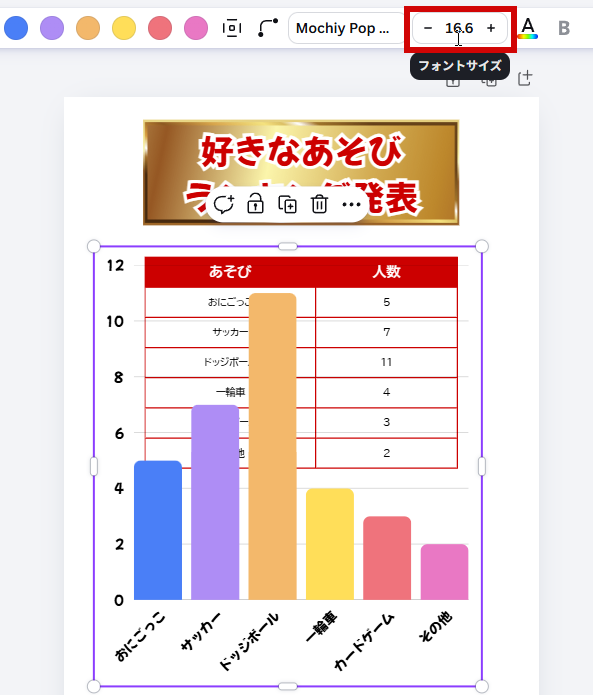 サイズを変更する前