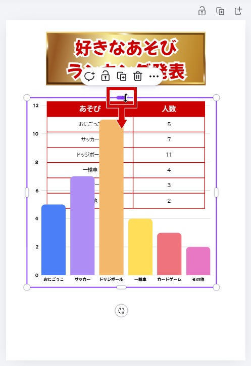 サイズと位置を調整する前