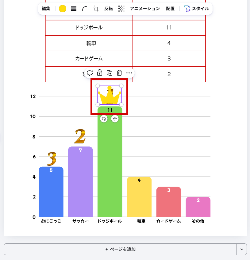 王冠のイラストを配置する