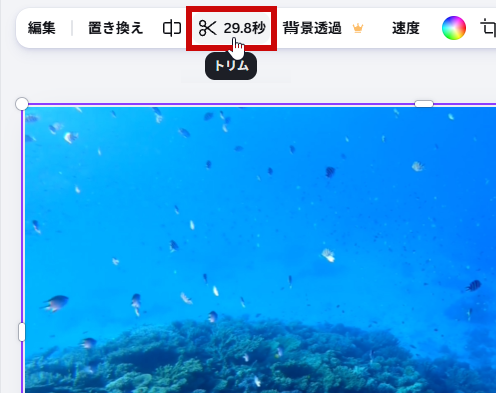 トリミングする前