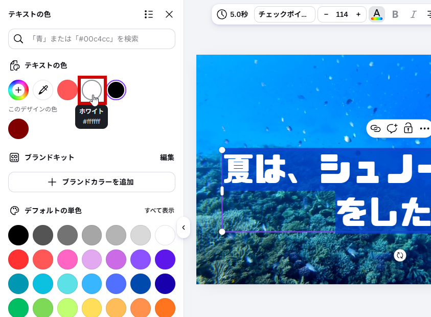 ホワイトを設定