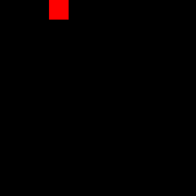 player_x を100にして四角形が右へ動いた画面